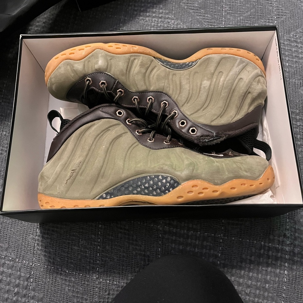 Nike Olive and Black Foamposite Sneakers